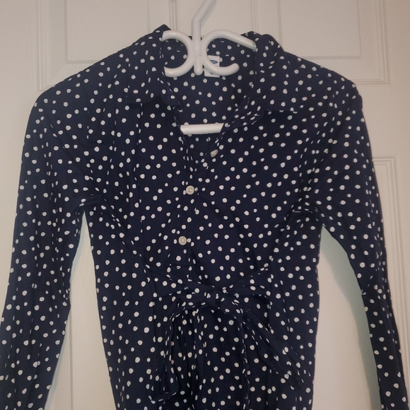Old Navy Blue Polka Dot Front Tie Shirt NWOT - Picture 2 of 7